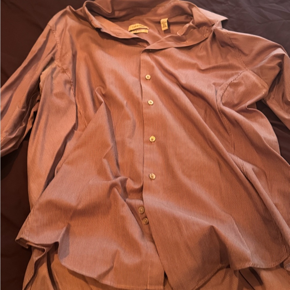 Calvin Klein Purple Casual Button Down Shirt Soft Cotton Blend